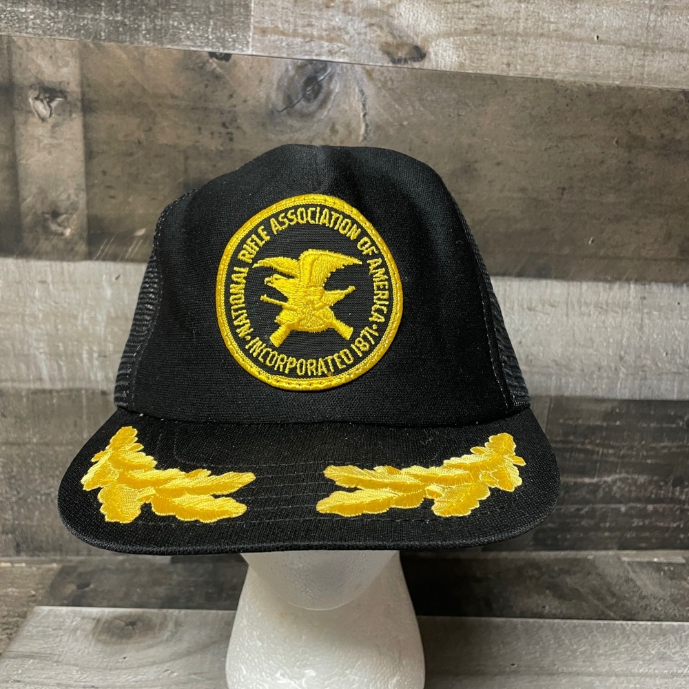 Vintage NRA Trucker Hat National Rifle Association Black Mesh Cap